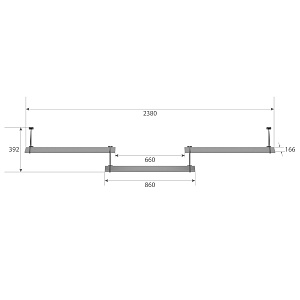 Полка с полкодержателями COFFEE SH3-ROD/BAR, серый, 2380х166х392 мм
